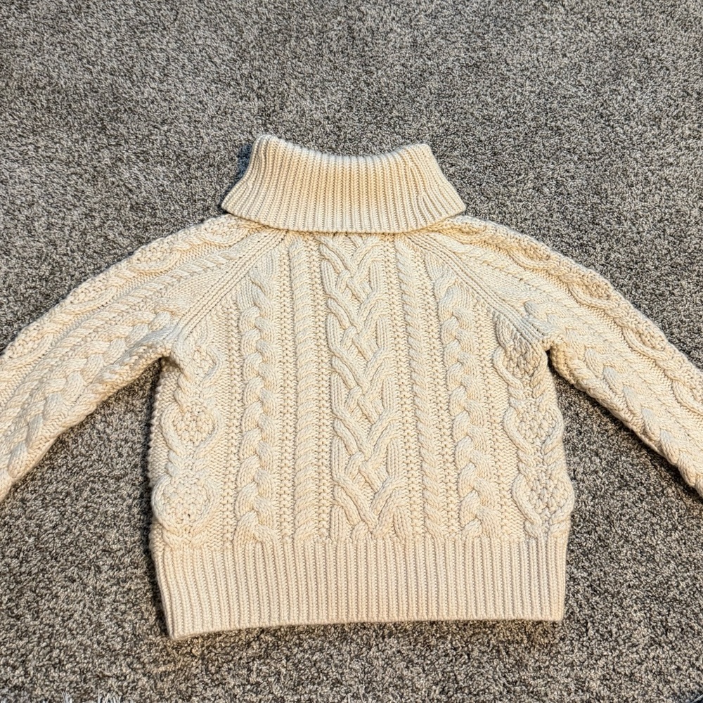 Kids Ralph Lauren Aran-Knit Wool-Blend Turtleneck Sweater